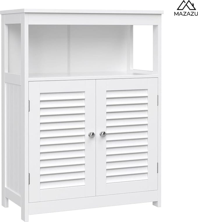MIRA Home - Badkamerkast - Opbergkast met deuren - Basic - Hout - Wit - 80x60x30cm