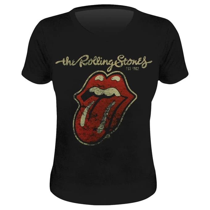 The Rolling Stones - Plastered Tongue Dames T-shirt - S - Zwart