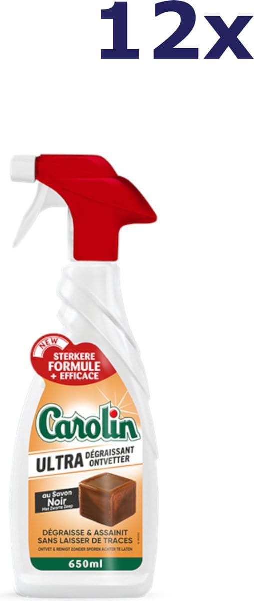 12x Carolin Spray - 650ml - multi oppervlakten - savon noir