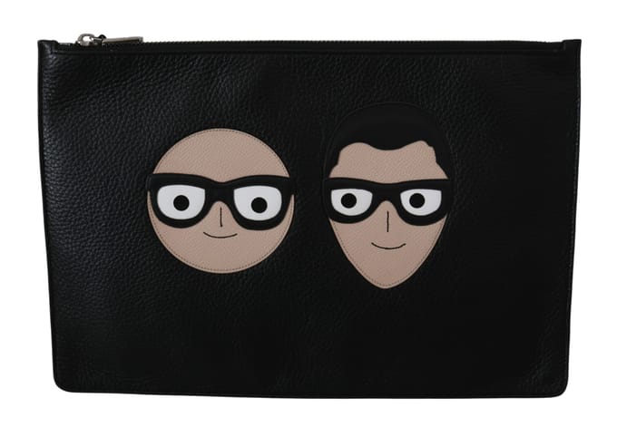 Dolce & Gabbana Zwarte Leren Clutch Document Tas Portemonnee