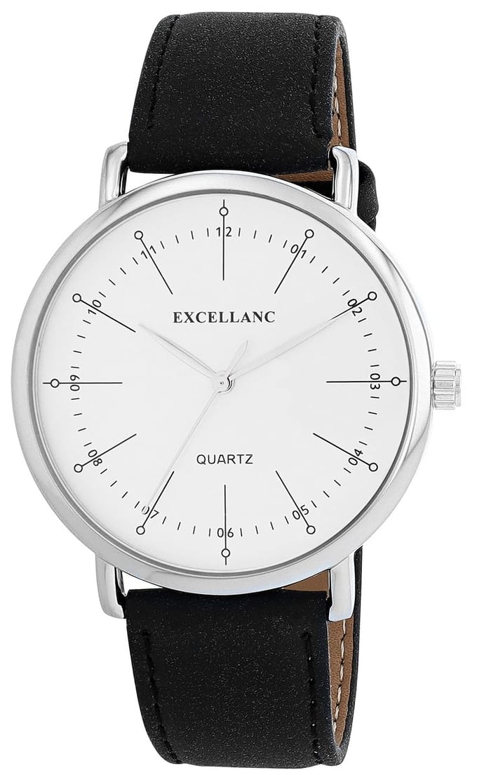 EXCELLANC herenhorloge kunstleer mineraalglas