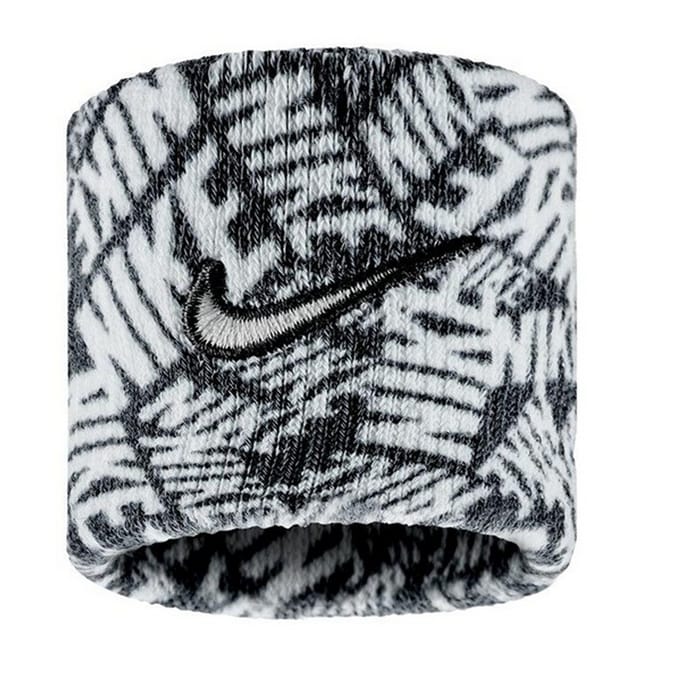 Nike Klassieke Swoosh Dri-FIT Polsband (Set van 2) (Zwart/Wit)