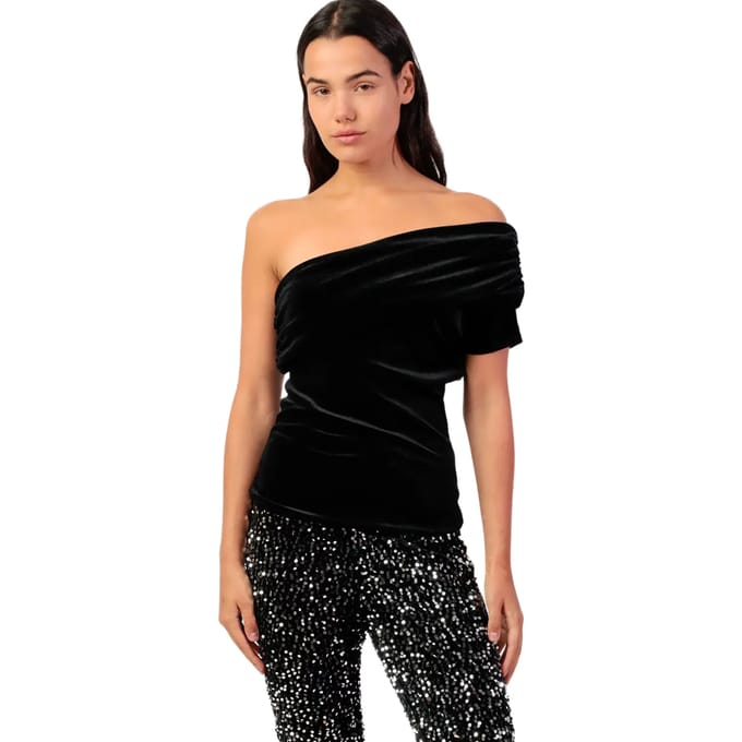 Blouse Admas Asymmetrische fluwelen top Velour And Lace