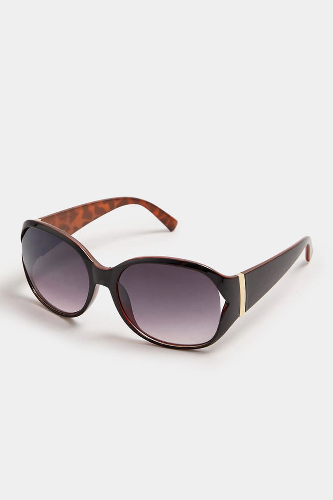Yours Black Animal Print Arm Detail Sunglasses Size One Size