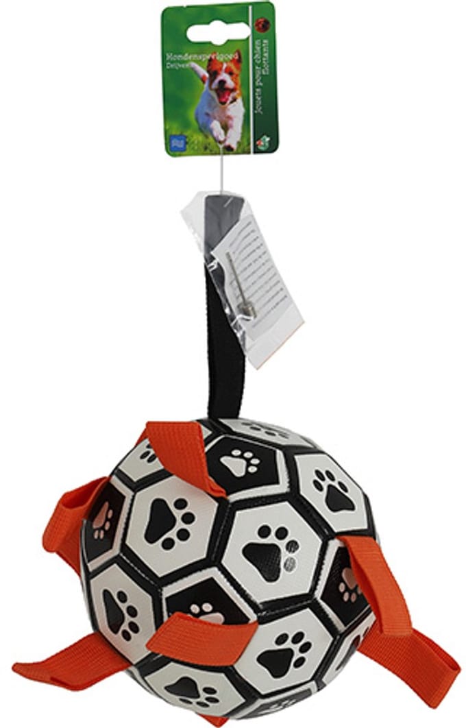 Apporteerspeelgoed flappenbal met handvat S - 14 cm