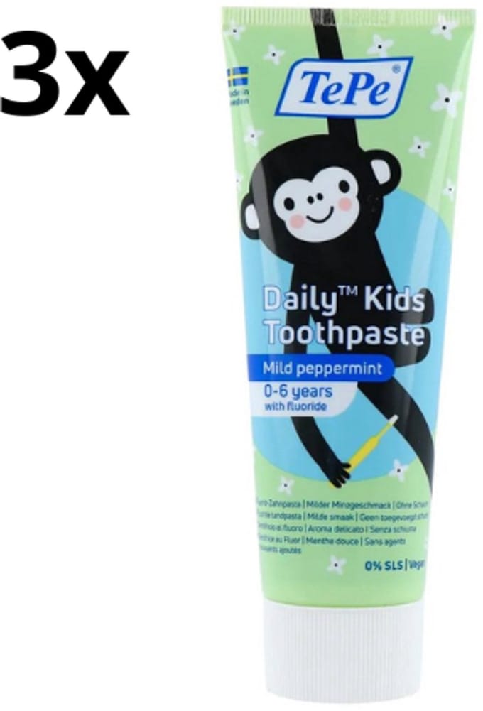 TePe - Tandpasta Daily Kids - 3 x 75 ml - Voordeelverpakking