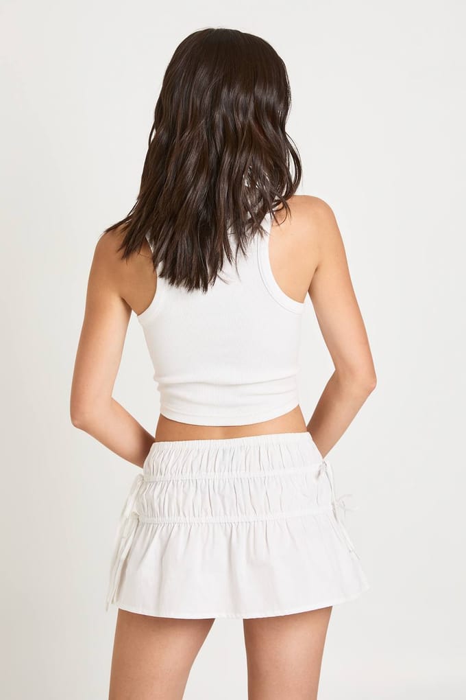 boohoo Dames Poplin Gerimpelde Mini Rok | Wit | Maat: 38