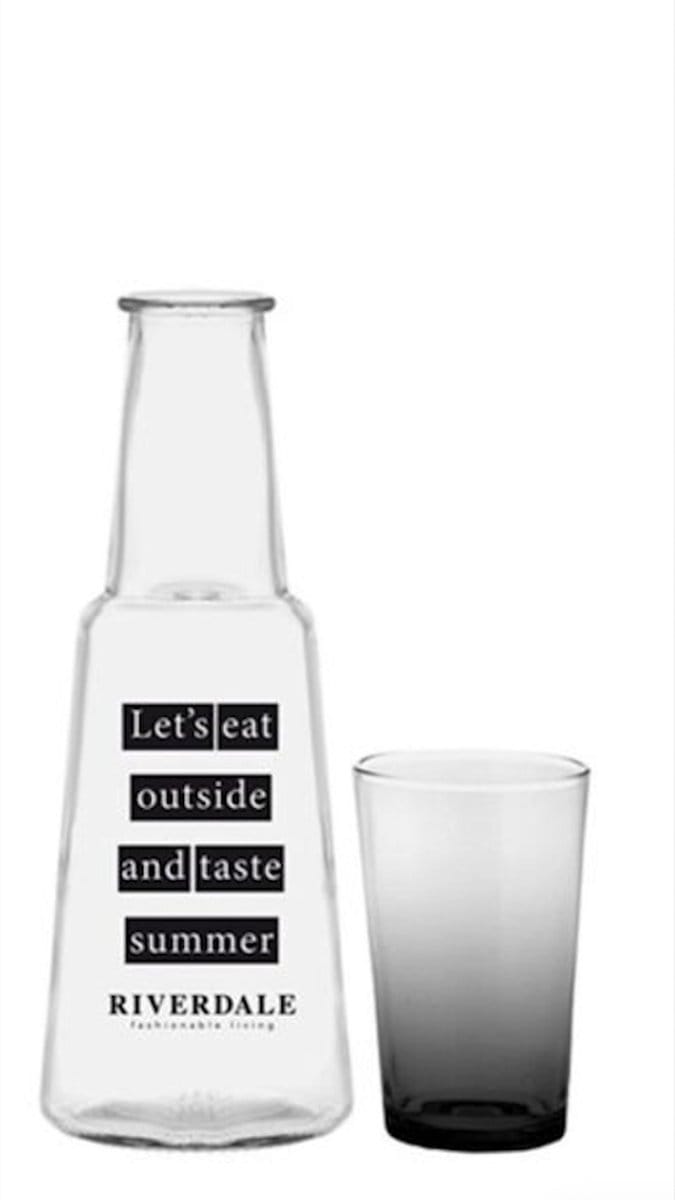 Riverdale set bestaande uit karaf met tekst en bijpassend glas