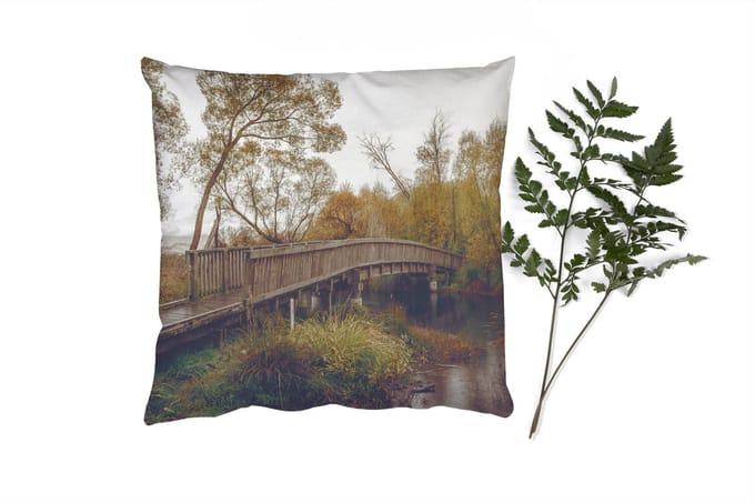 Sierkussens - Kussentjes Woonkamer - 45x45 cm - Herfst - Brug - Bomen