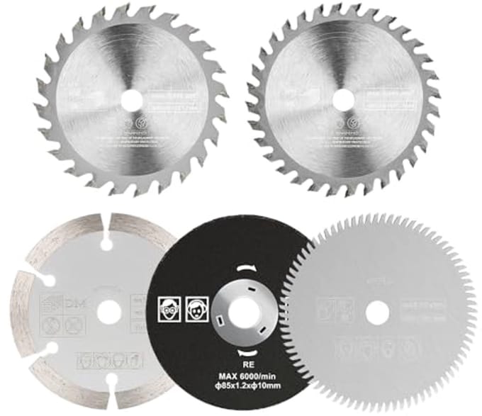 5 Stuks Mini Cirkelzaagset 85 mm - Zaagbladen voor Hout, Metaal en Kunststof