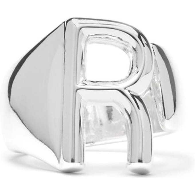Bague - LUXENTER - Alphabet - Lettre R - Taille réglable - Plaqué rhodium gris