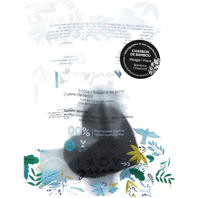 Lady Green Konjac Gelaatsspons Bamboo Charcoal 1 Sponzen