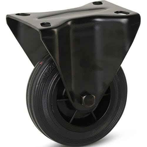 Meso Rubber bokwiel zwart 100x84mm 75kg Bouwhoogte 128mm*