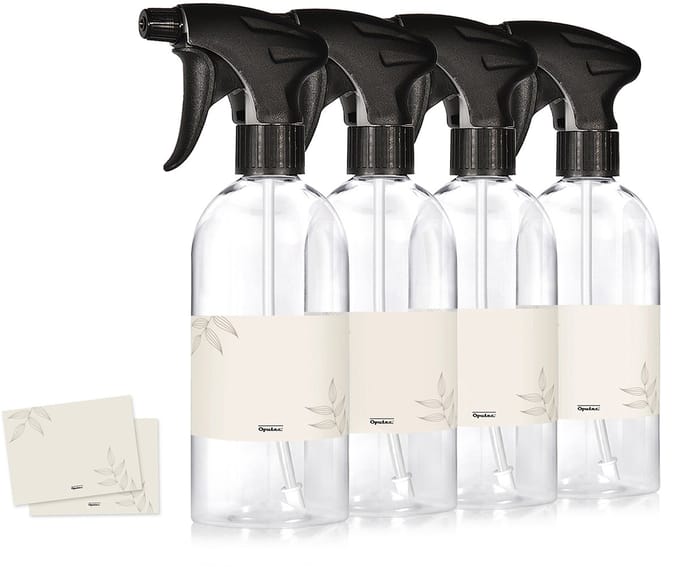 Oputec 4x 500ml sprayflessen – Transparant – Lege verstuivers met ergonomische sproeikop