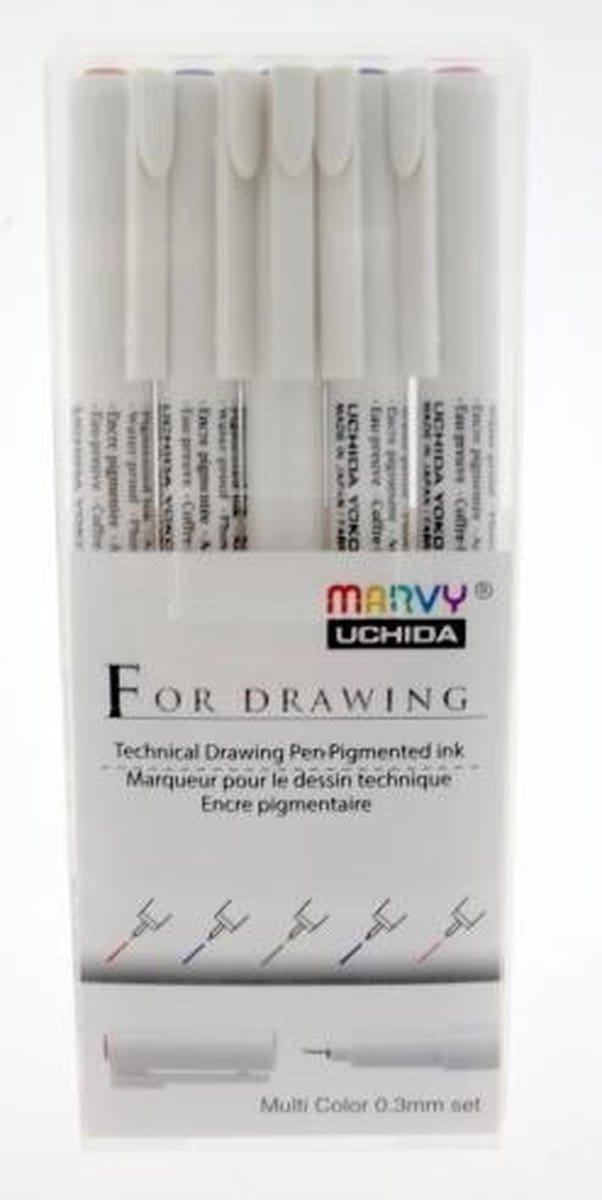 Marvy Uchida Marvy Uchida Technische Fineliner Set 0,3mm 5 stuks