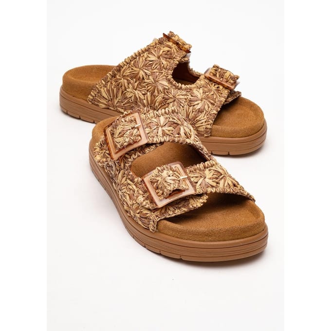 Milana Leer Double‑Strap Sandaal (Women)