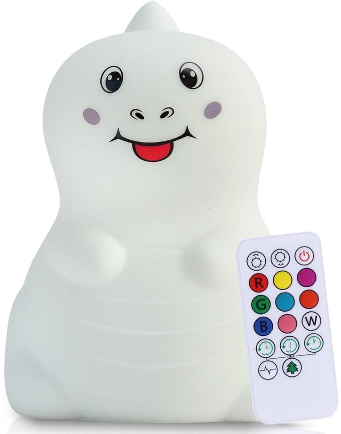 Kadoing Dino Nachtlamp (Groot) met Afstandsbediening - Lamp met Timer voor Kinderen - ca. 16cm Hoog