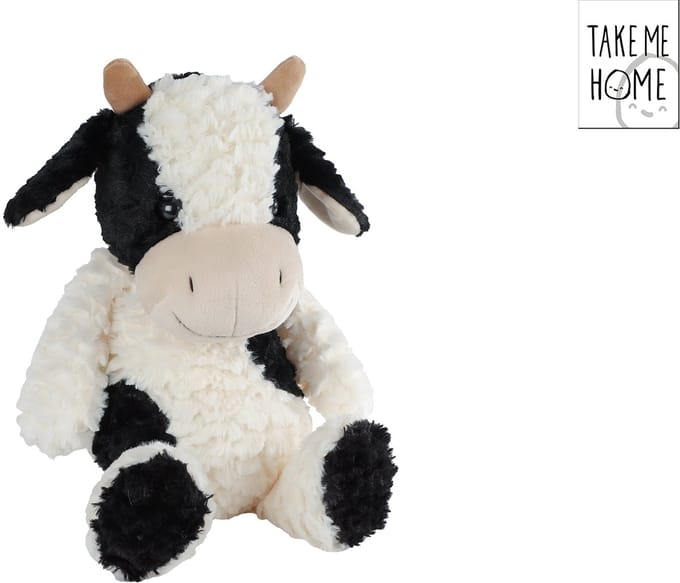 Take Me Home pluche koe knuffel 30cm zwart multicolor speelgoed.
