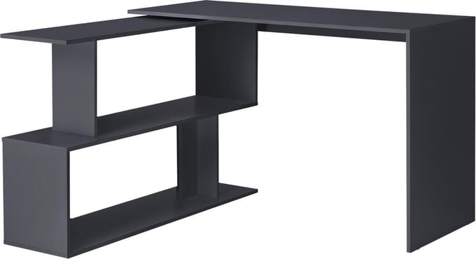 Hoekbureau met open kast Arendal 120x50x76,5 cm donkergrijs