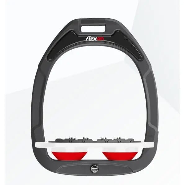 Platte Ultra Grip stijgbeugels Antraciet/Wit/Rood Flex-On Green Composite