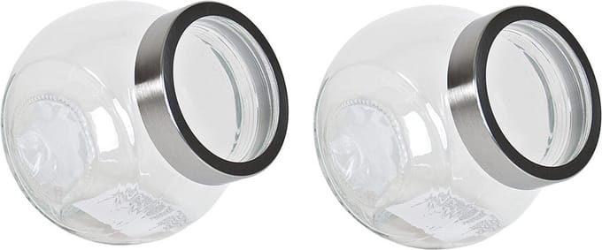 Gerimport Snoeppot/voorraadpot 1500 ml - 2x - glas - 17 x 13 x 16 cm - transparant