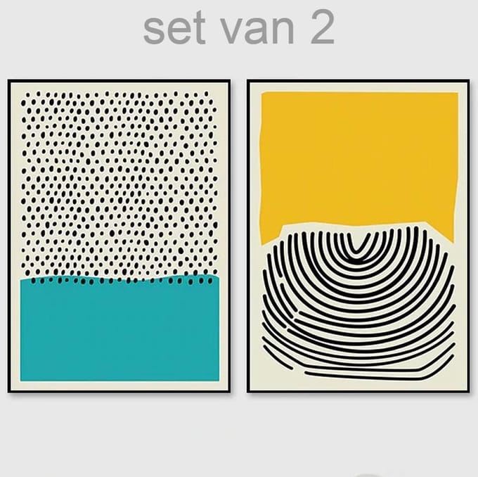 Allernieuwste 2-Delig Canvas Schilderij Abstract Modern Geometrisch - Modern - Set 2x 50x70cm - Kleur