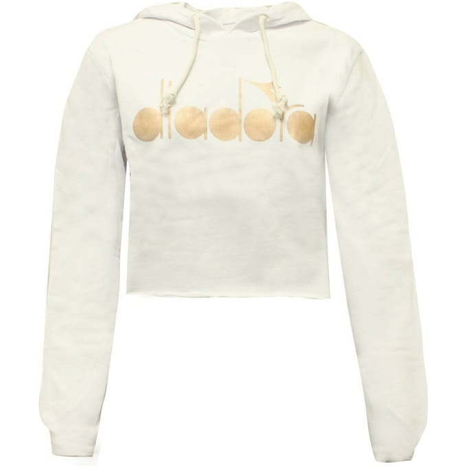 Diadora Cropped Witte Hoodie voor Vrouwen