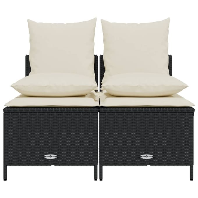 vidaXL - 4-delige - Loungeset - met - kussens - poly - rattan - zwart