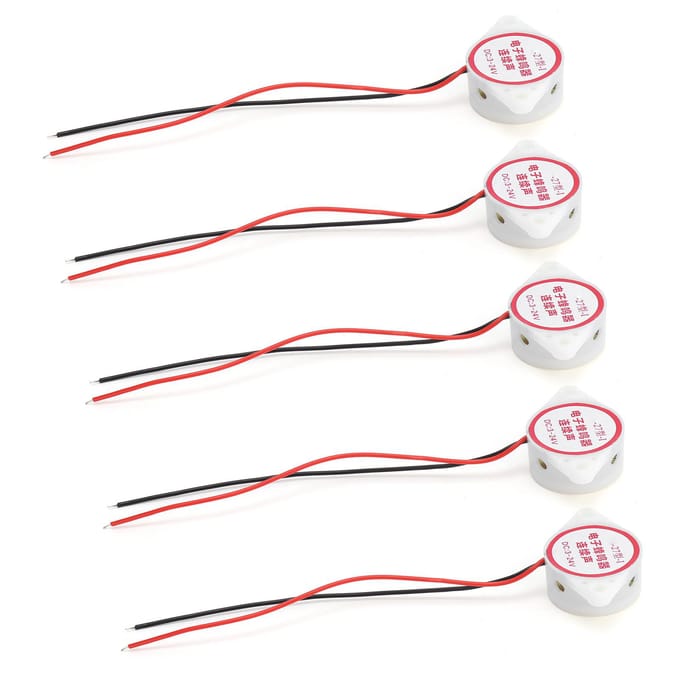 5 Stuks Alarm Zoemer Continu Piepen Piëzo Actief Hoog Decibel Signaal Geluidsgever 95dB DC324V(Wit ) white