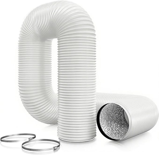 Drain Hose 125 mm Aluminium PVC Flexible Ventilation Hose with Clamps