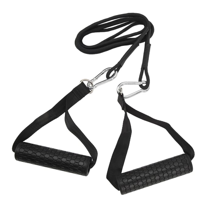Corde de traction triceps Attachments de machine à câble de gym Sangle longue pour triceps avec 2 poignées pour Multi black