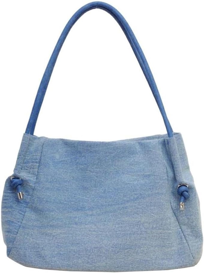 Allecto Plus - Modieuze denim schoudertas met grote capaciteit en verstelbare hand-/schouderband, 34 x 23 x 13 cm