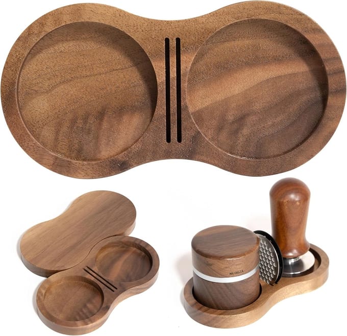 Tamper Houder - Barista Accessoire - Espresso Bereiding - Universele Pasvorm - 51 53 58mm - Walnoot