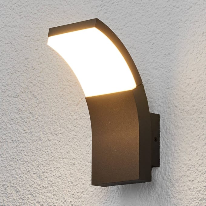 Lucande LED buiten wandlamp Timm, 20 cm, antraciet, IP54