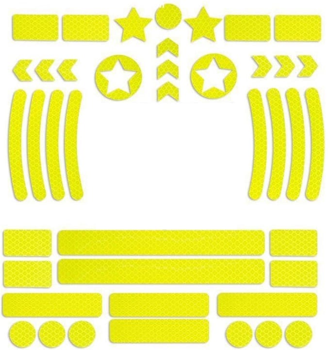 Somstyle 42x Reflecterende Stickers - Voor Fiets, Helm, Buggy & Auto - Geel
