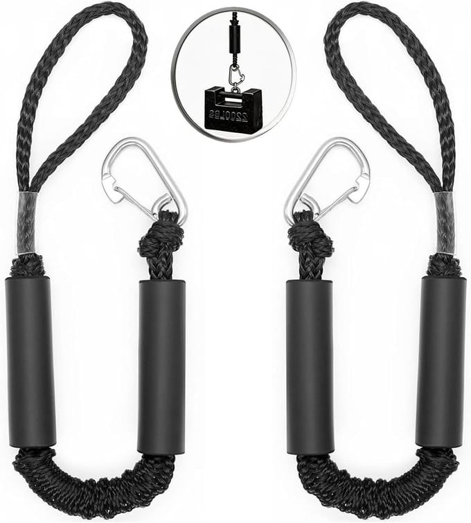 Bungee Dock Lijnen - Boot Touw Meertouw - Boot Beveiligen - Schokabsorberend Ontwerp - 2 Voet - Zwart