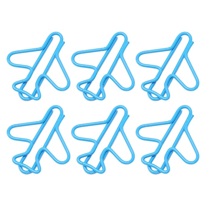 100 Stuks Leuke Paperclips Vliegtuigvorm Ontwerp Bedraad Heldere Kleur Chique Paperclips voor Scrapbook blue