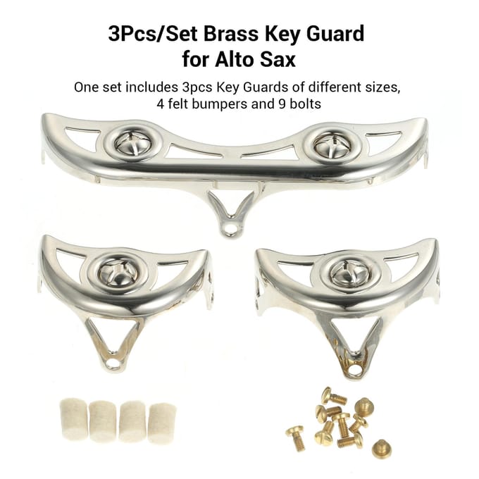 Protège-clés en laiton pour Saxophone Alto, Kits de protection pour réparation de clés avec feutre, 3 pièces/ensemble or