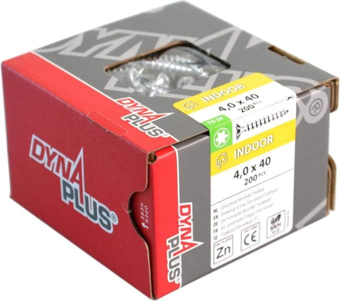 Dynaplus - Unischroef - Torx 20 Cilinderkop - 4x35mm - Verzinkt - Voldraad (200 stuks)