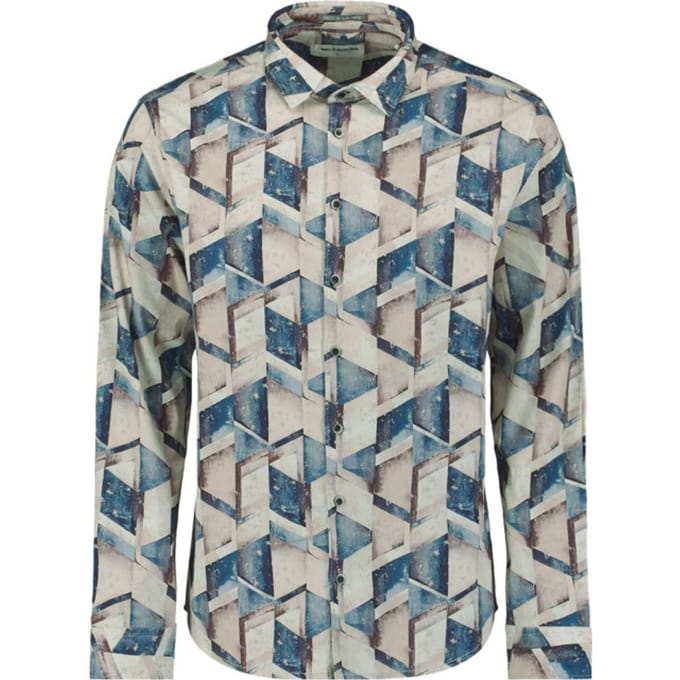 No Excess Shirt Stretch Allover Printed Night Größe: L | Business hemden Outlet | Herren | Schwarz