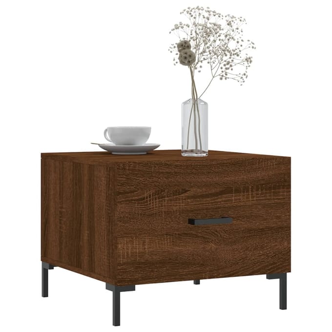 vidaXL - Salontafel - 50x50x40 - cm - bewerkt - hout - bruin - eikenkleur