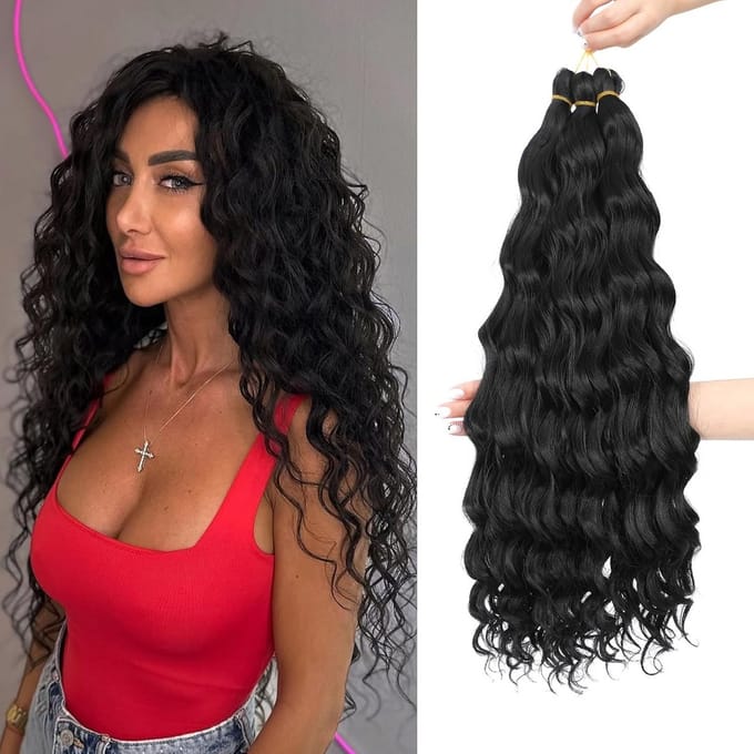 3 Stuks Krullend Vlecht Haar Synthetisch Crochet Braids voor Vrouwen - Deep Wave Krullen