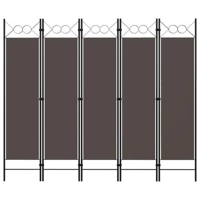 vidaXL - Kamerscherm - met - 5 - panelen - 200x180 - cm - antraciet