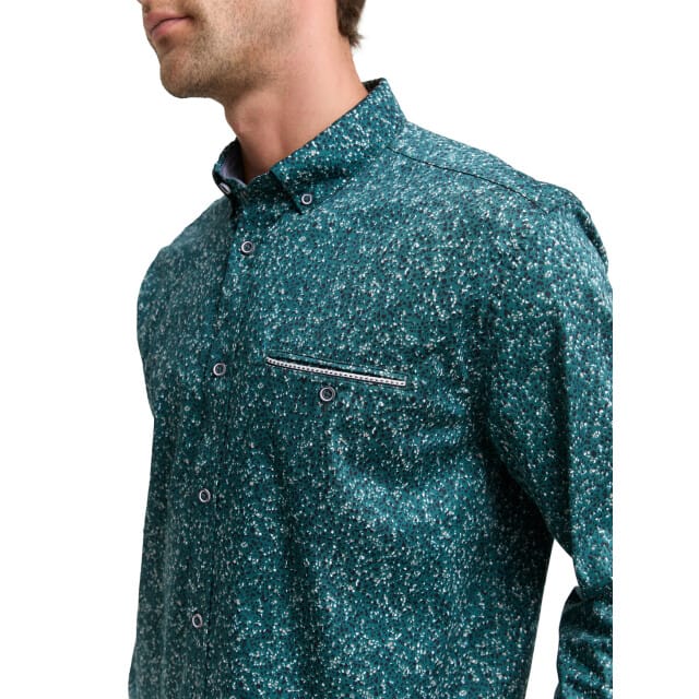 Tom Tailor - Lange mouw overhemd - Mannen - M - Groen - Katoen - 1047340