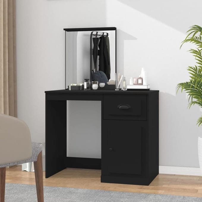 Kaptafel met spiegel - Make-uptafel meubel - Schoonheidsroutine thuis - Asymmetrisch uniek design - 90 x 50 x 1325 cm