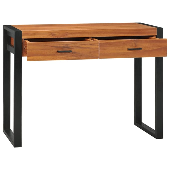 vidaXL - Bureau - met - 2 - lades - 100x40x75 - cm - teakhout