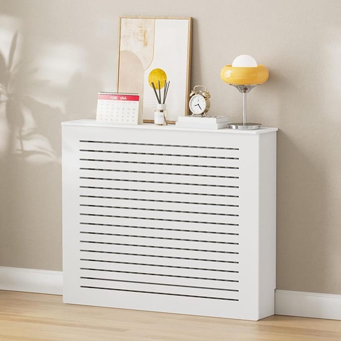 Radiatorkap Met Rek - Verwarming Omkasting - Interieur Verfraaien - Hittebestendig Hout - 80x80x20cm - Wit