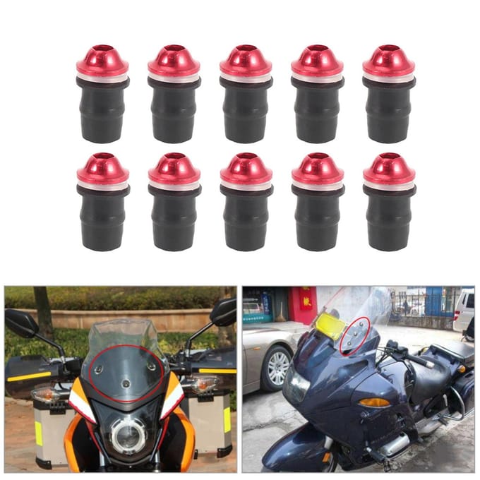 10 stuks Universele Motorfiets Windscherm M5 Binnenzeskant Schroeven Rood rood