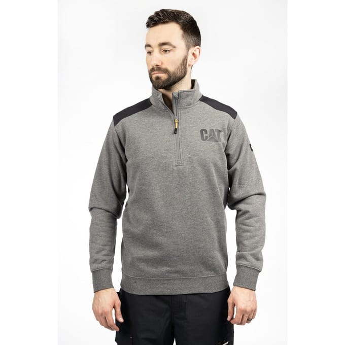 Caterpillar Essential 1/4 Zip Polyester Heren Grijze Sweater