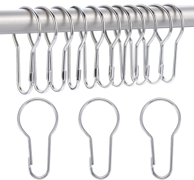 Famanu - Set van 40 douchegordijn haken, kunststof, wit